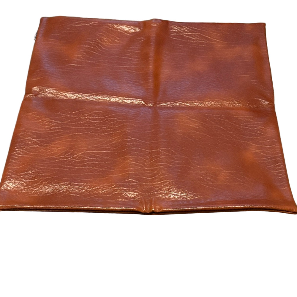 RUGCO Textured Brown Faux Leather Square Pillow Cover